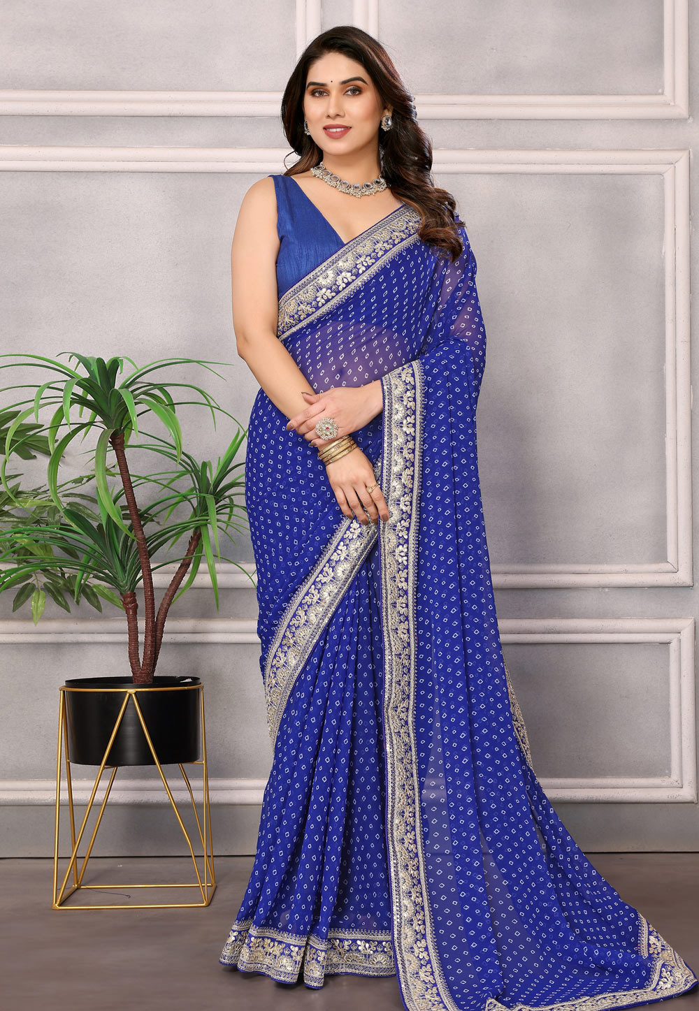 Blue Georgette Saree With Blouse 285947