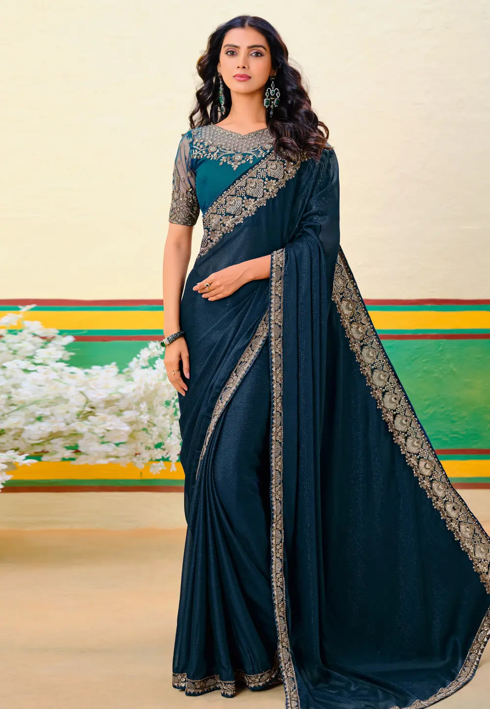 Blue Georgette Saree With Blouse 302073