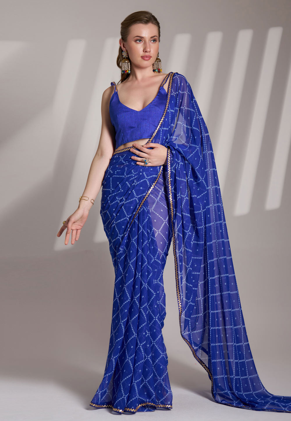 Blue Georgette Saree With Blouse 305382