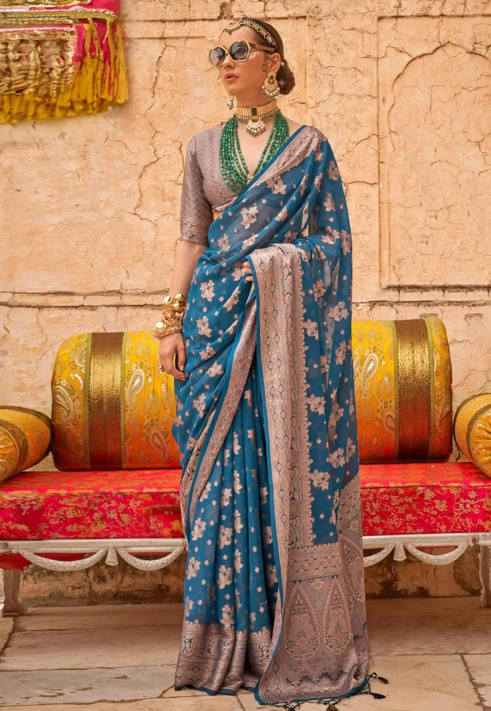 Blue Georgette Saree With Blouse 296186