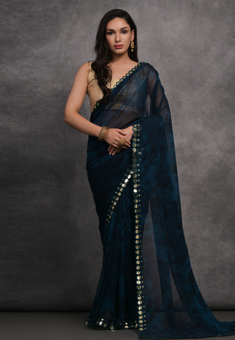 Blue Georgette Saree With Blouse 286468