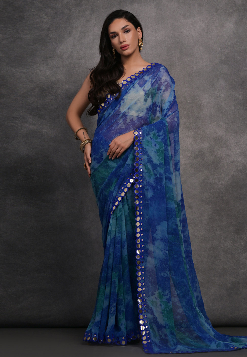 Blue Georgette Saree With Blouse 286469