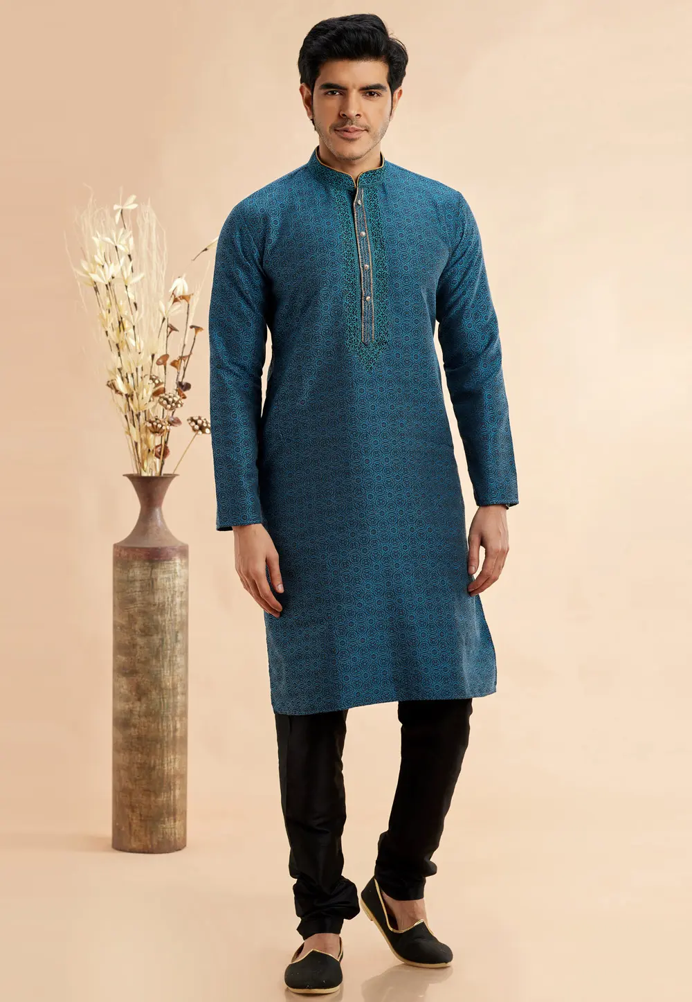 Blue Jacquard Kurta Pajama 297500