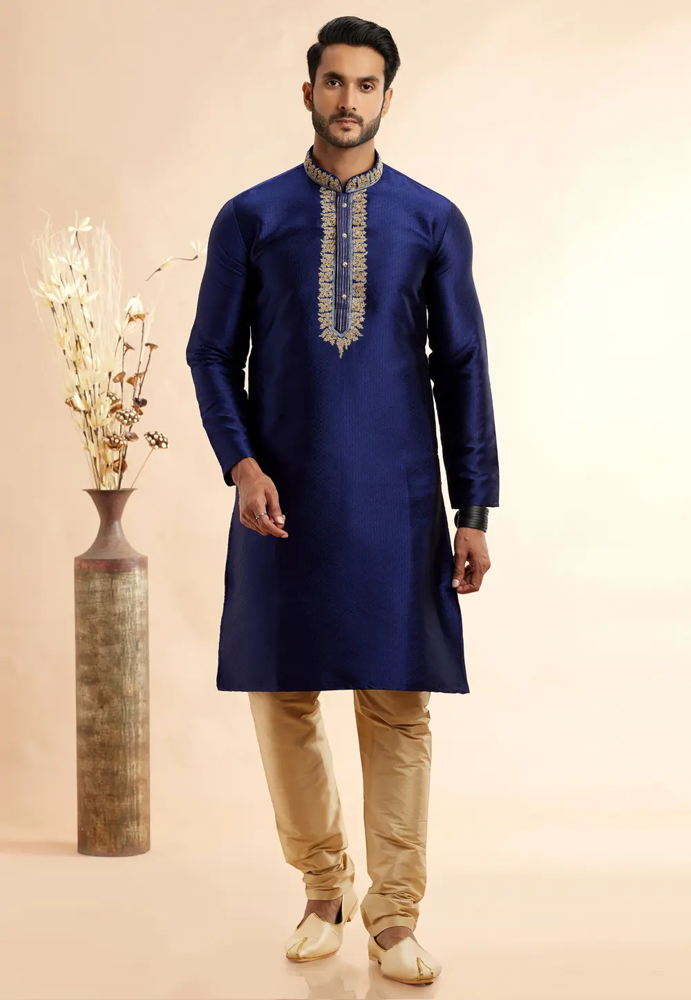 Blue Jacquard Kurta Pajama 297510