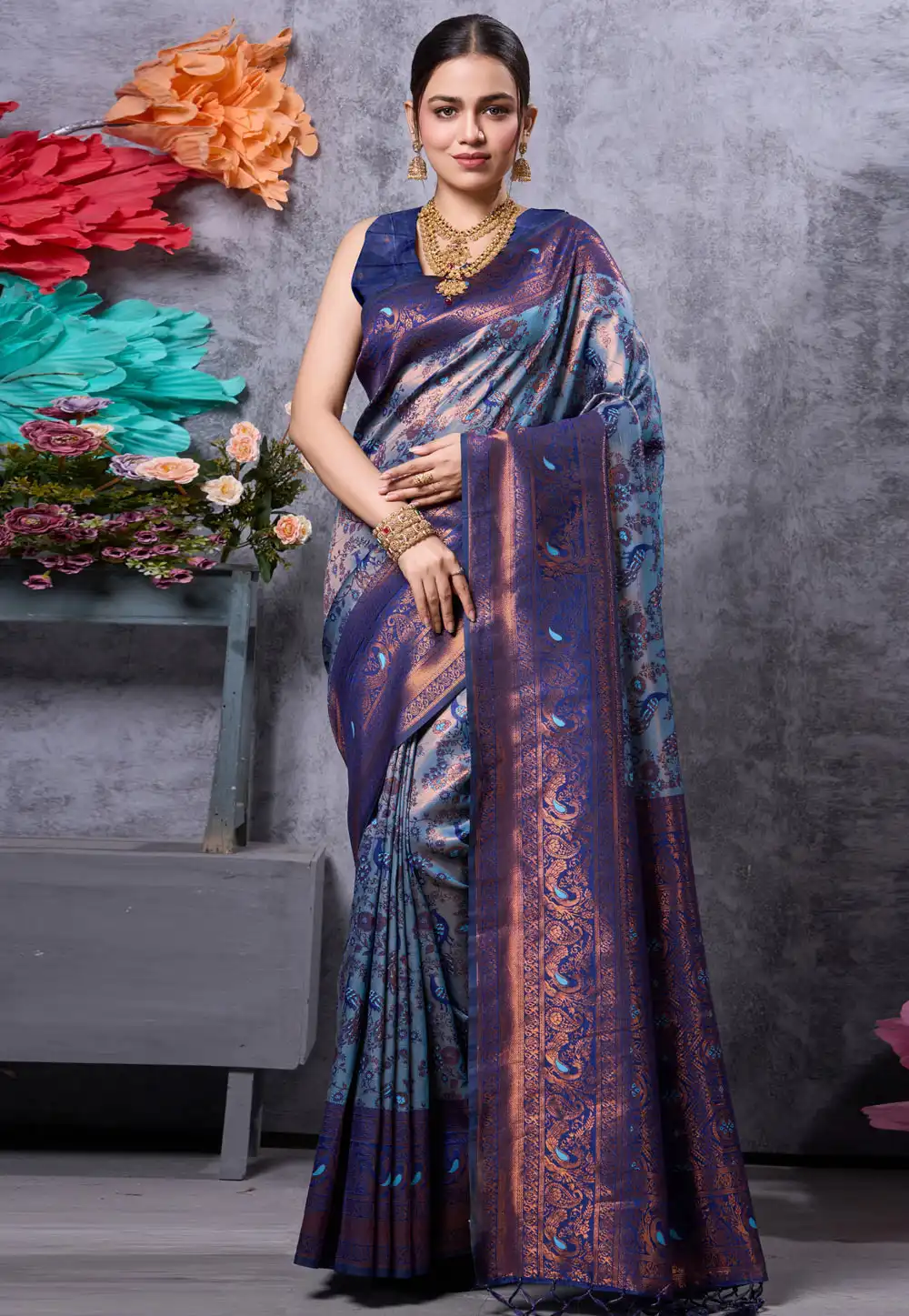 Blue Kanjivaram Silk Saree 291253