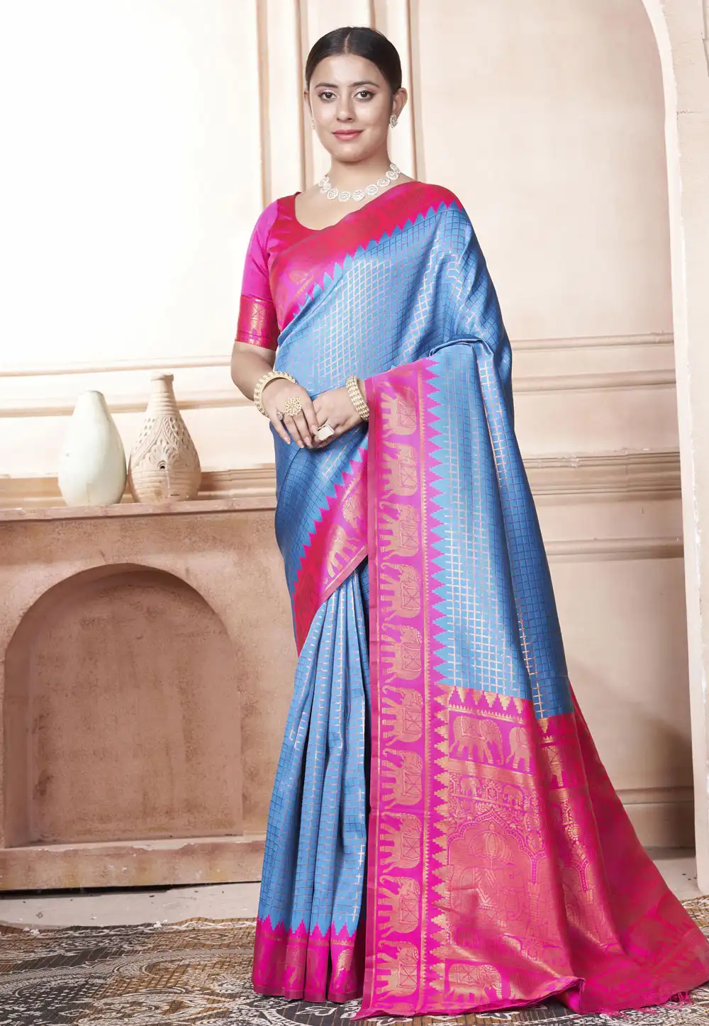 Blue Kanjivaram Silk Saree With Blouse 288245