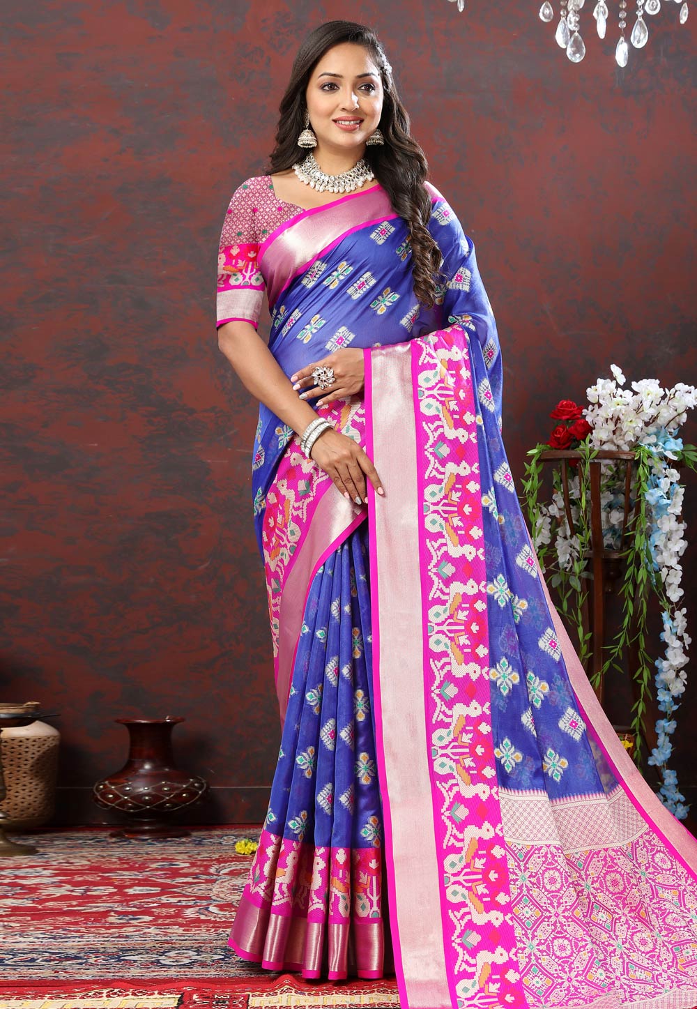 Blue Organza Saree With Blouse 280788