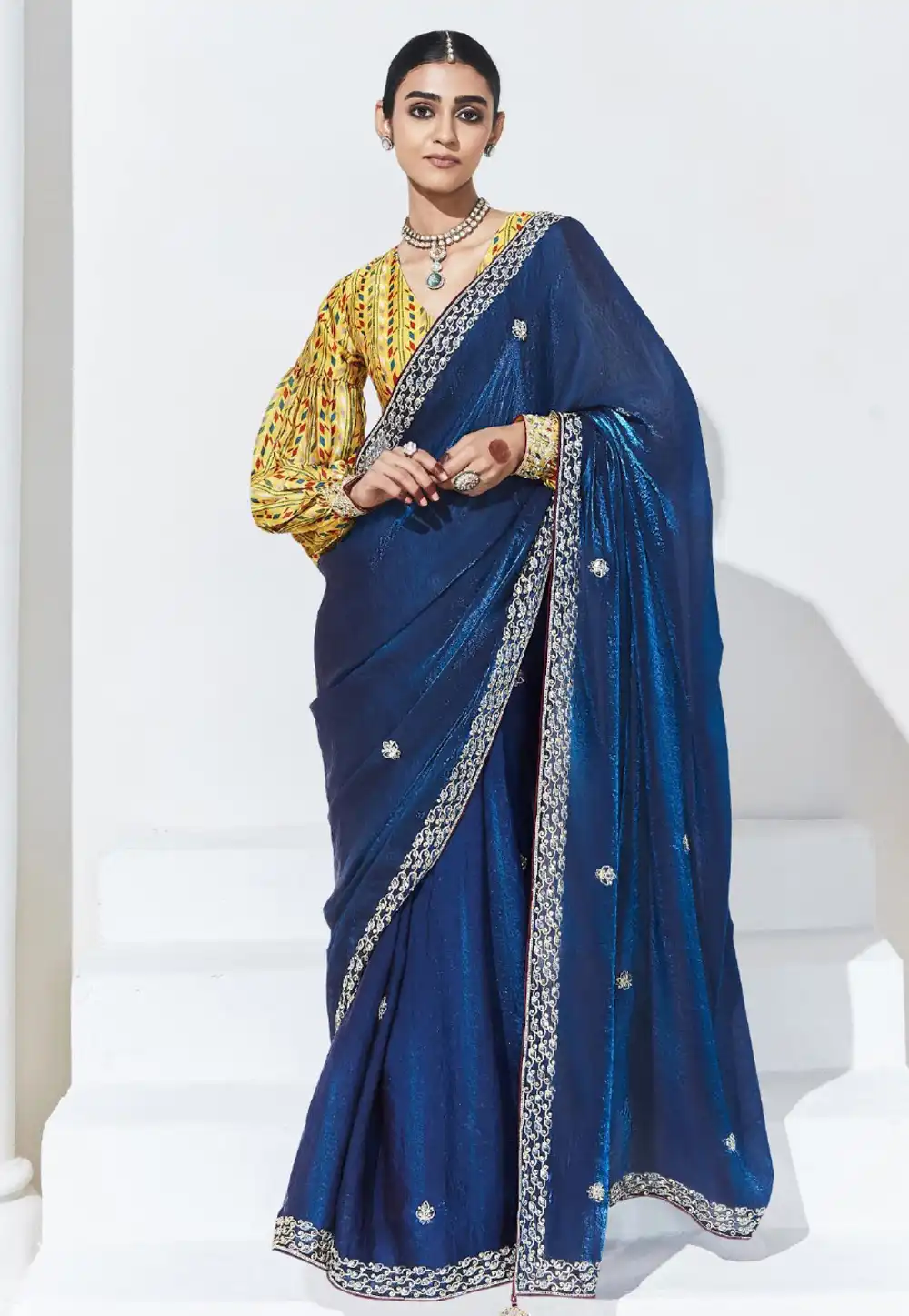 Blue Organza Saree With Blouse 291605