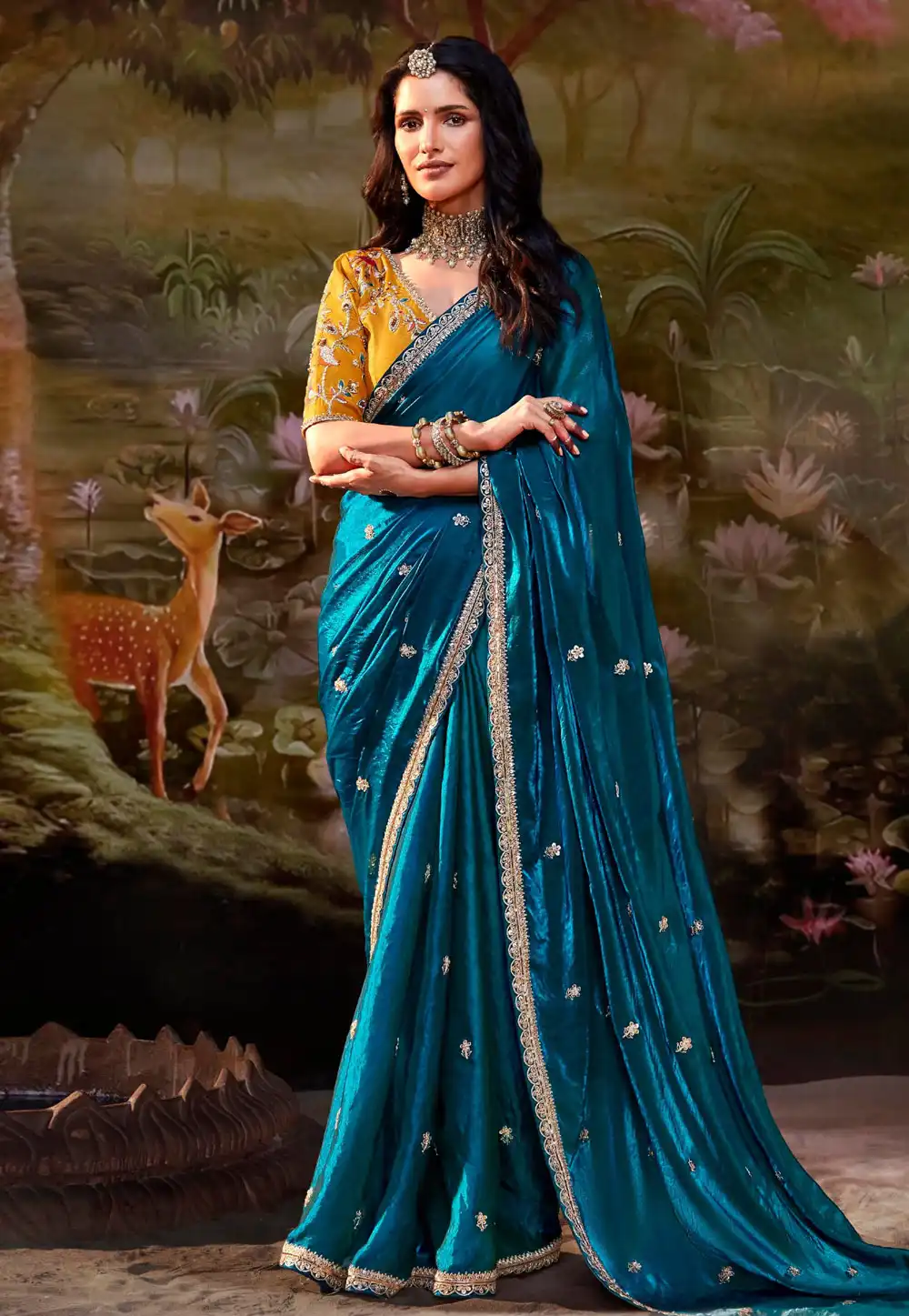 Blue Organza Saree With Blouse 292755