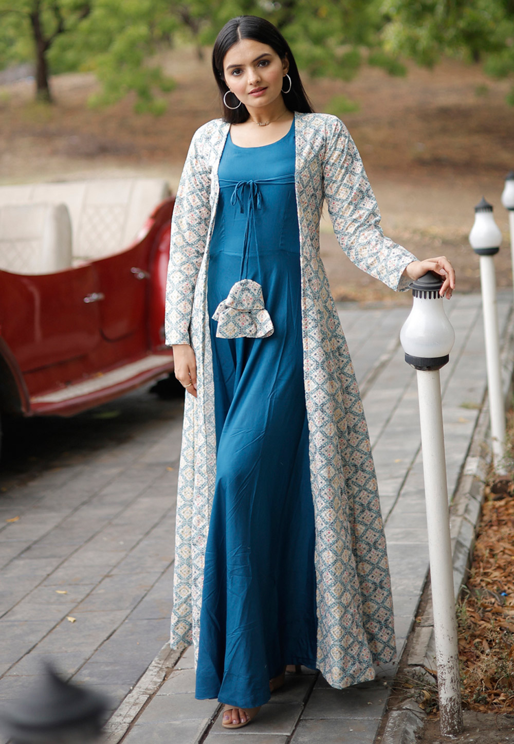 Blue Rayon Gown With Jacket 280882