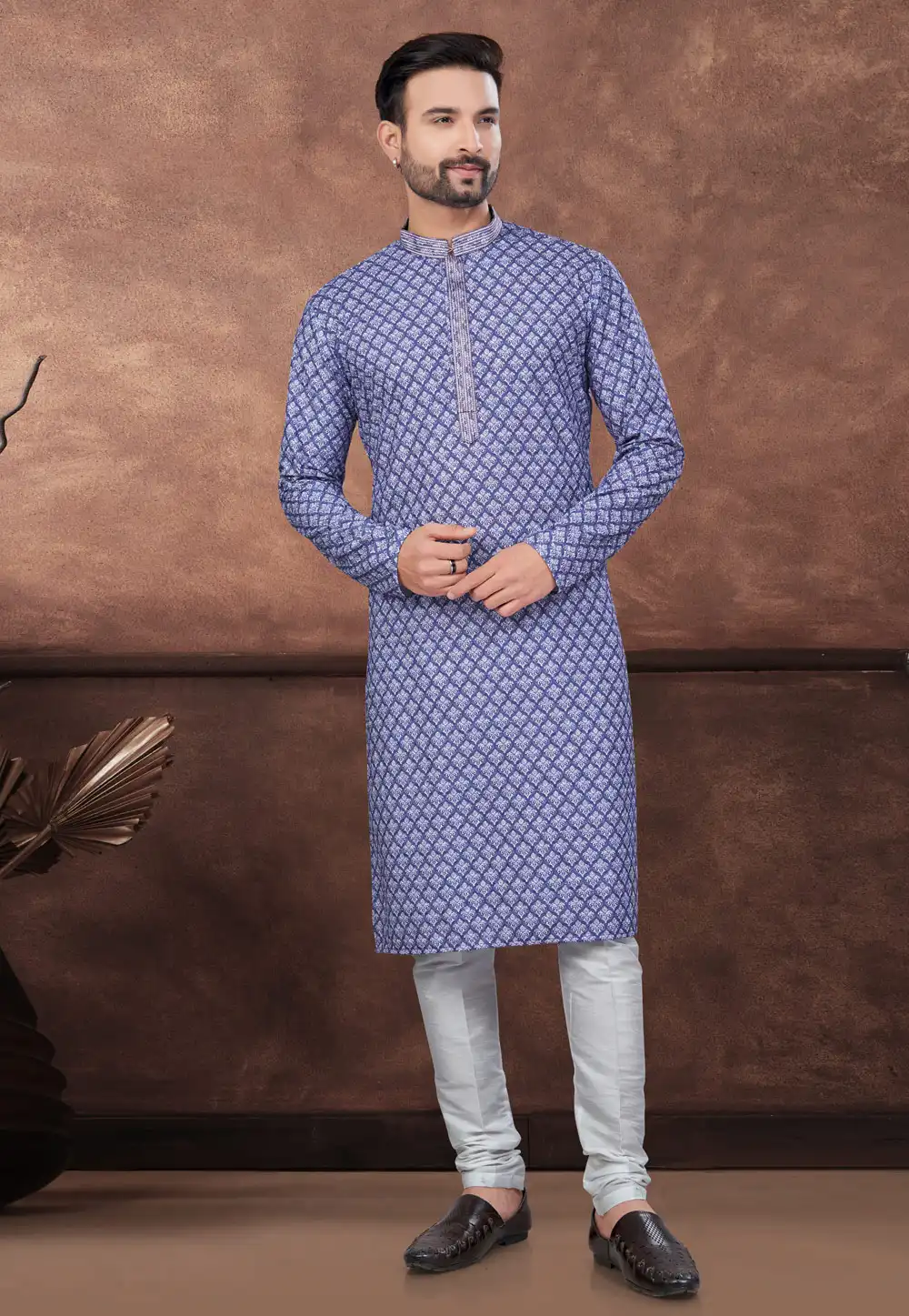 Blue Rayon Kurta Pajama 294613