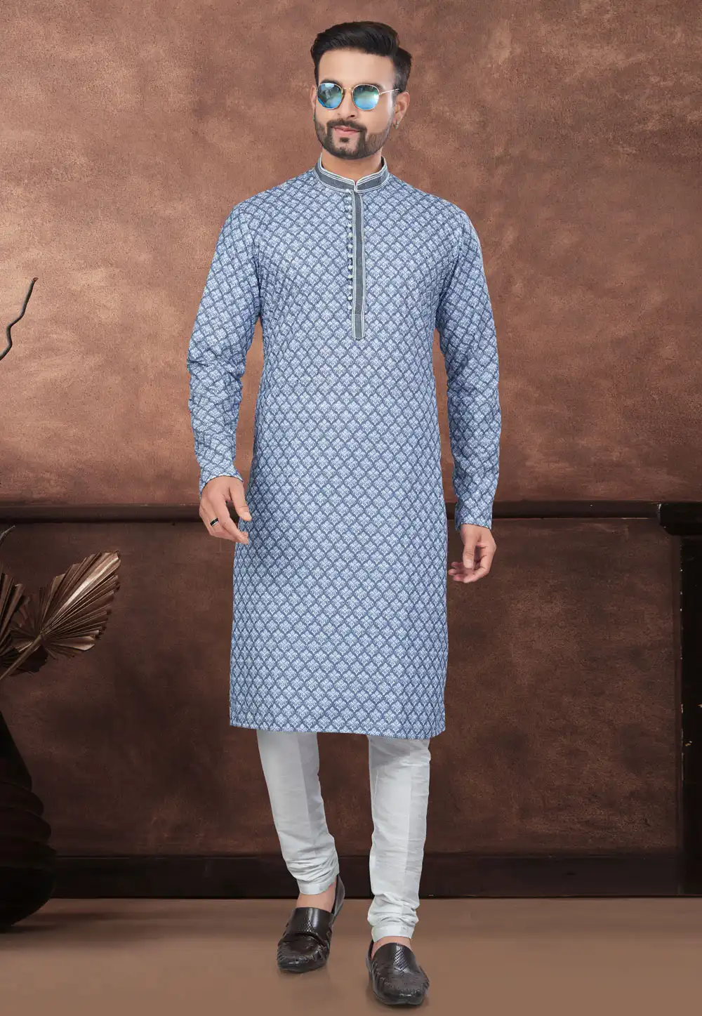 Blue Rayon Kurta Pajama 294621