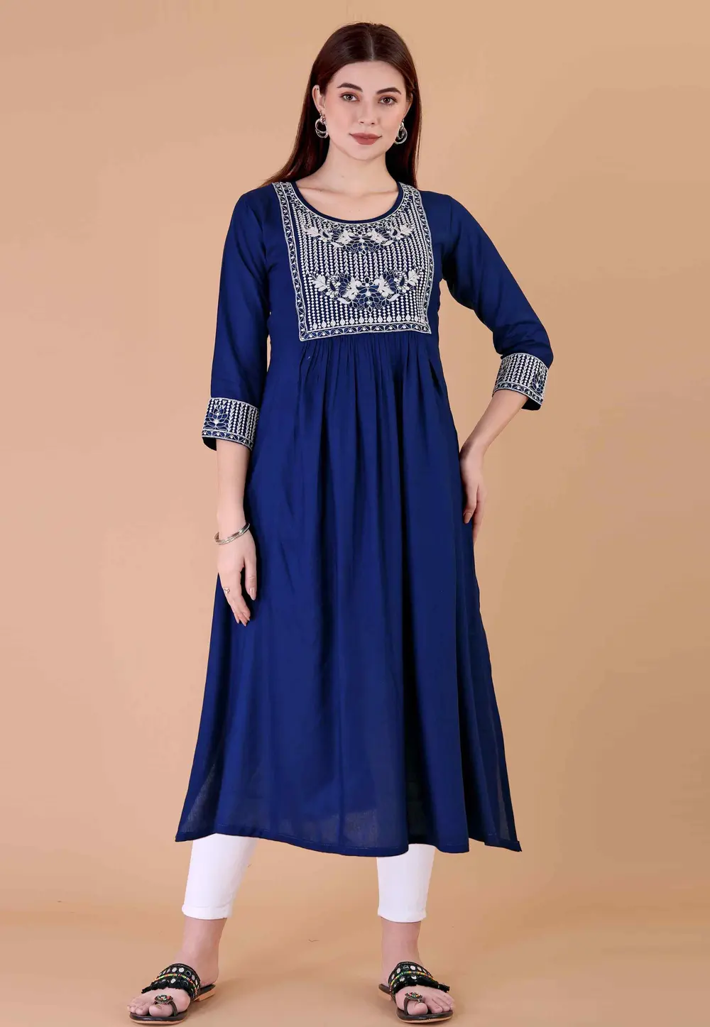 Blue Rayon Long Tunic 297382