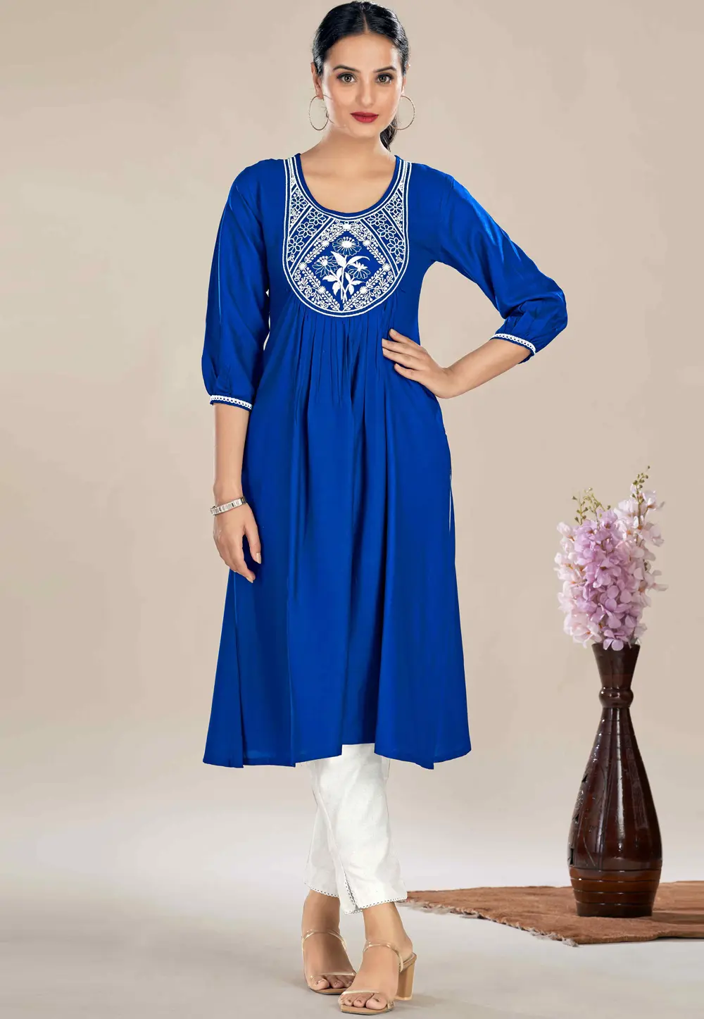 Blue Rayon Long Tunic 297703