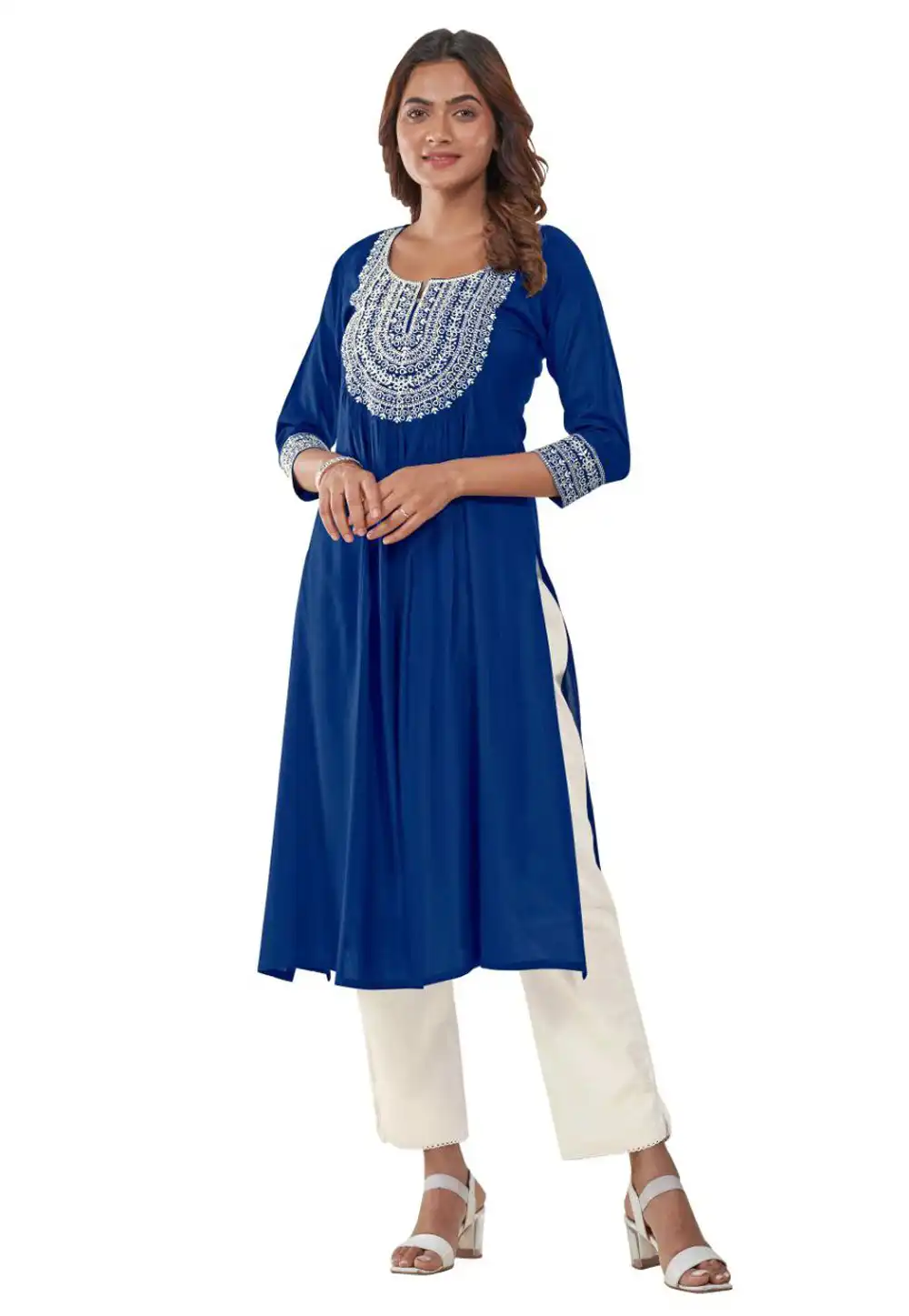 Blue Rayon Long Tunic 288348