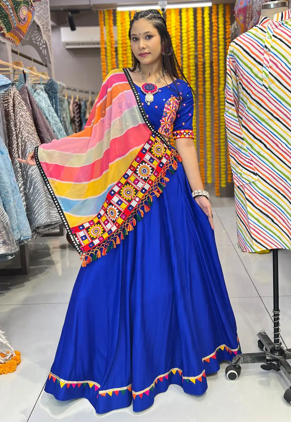 Blue Rayon Navratri Chaniya Choli 291430