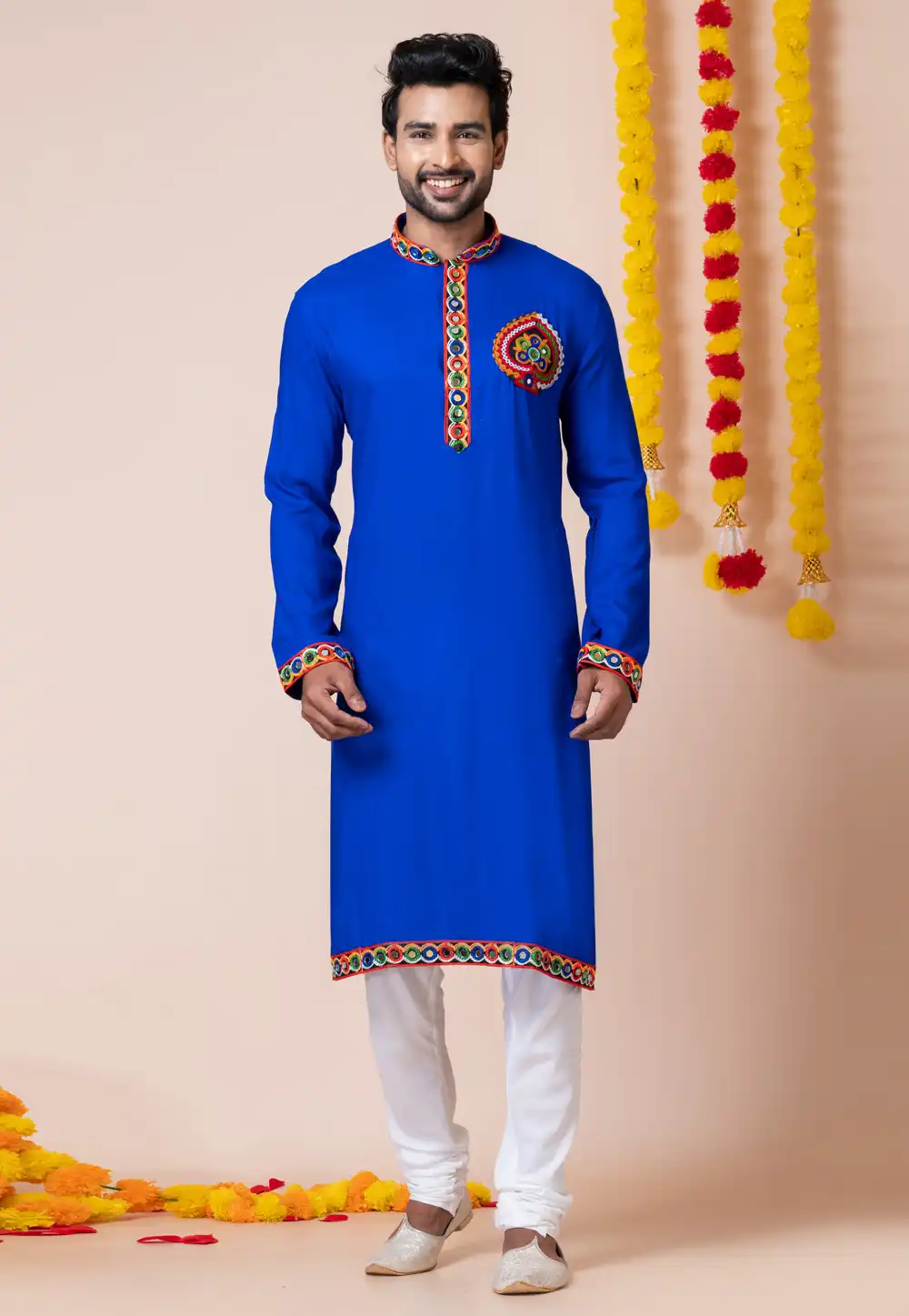 Blue Rayon Navratri Kurta Pajama 292593