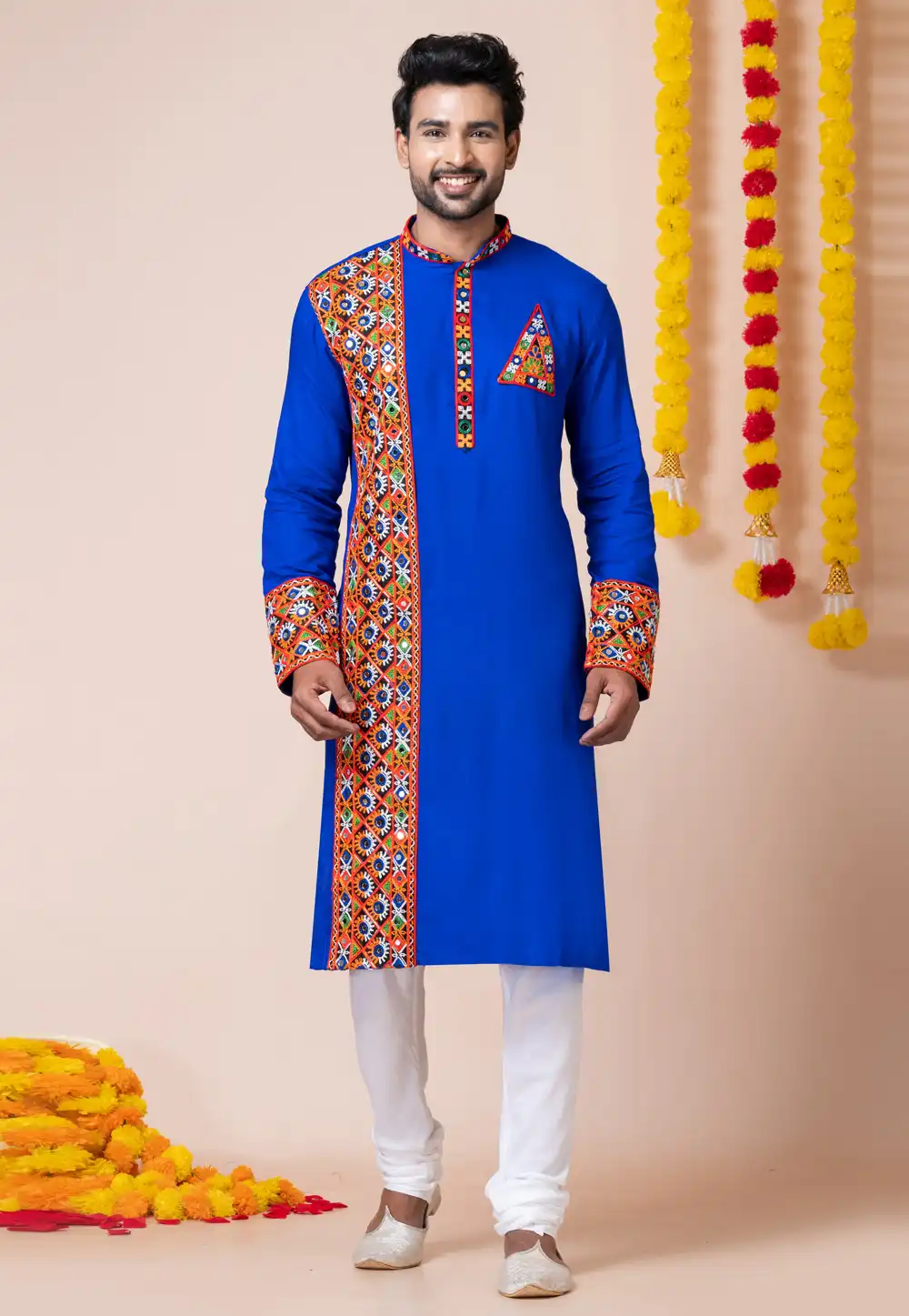 Blue Rayon Navratri Kurta Pajama 292601