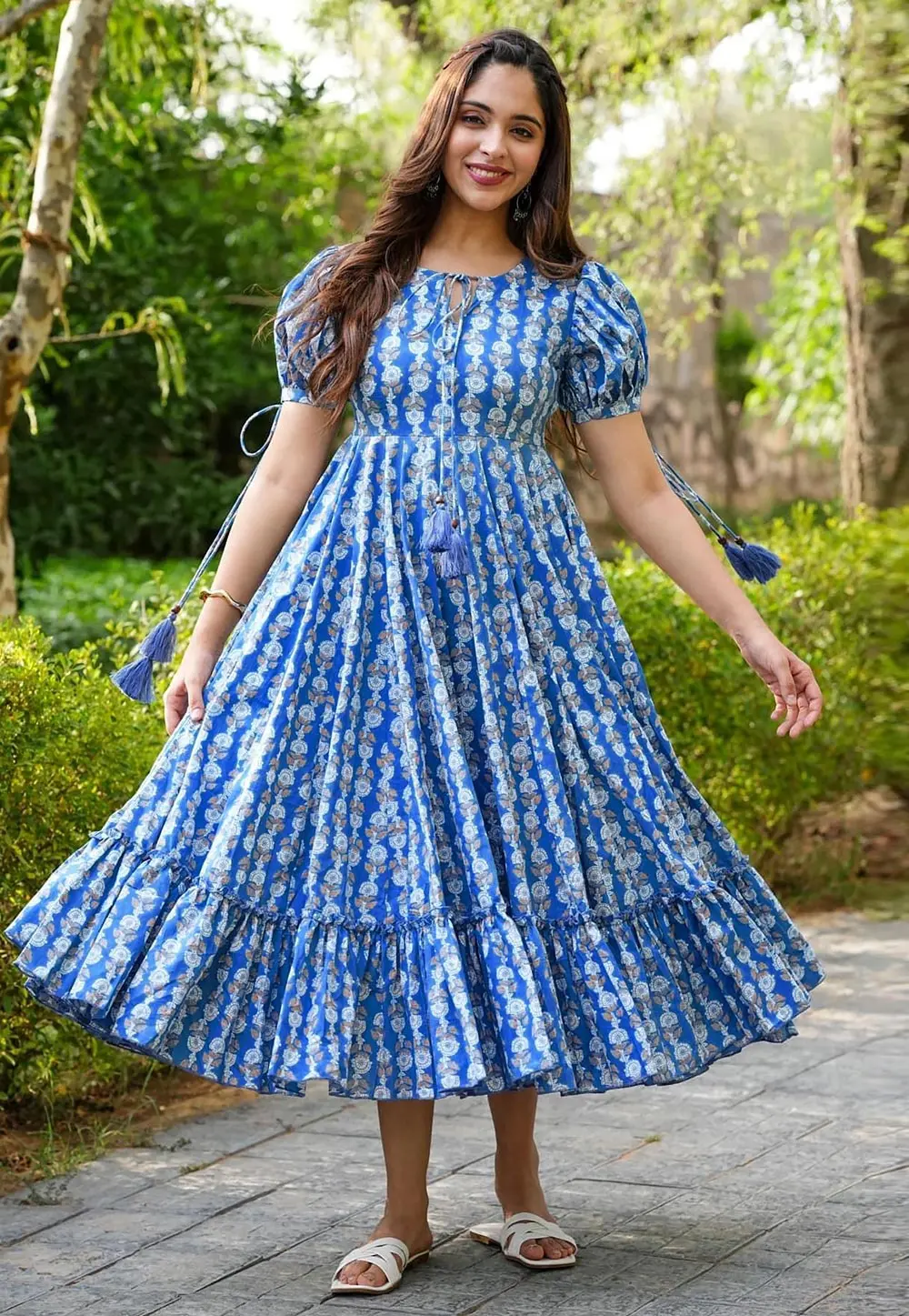 Blue Rayon Printed Kurti 298464