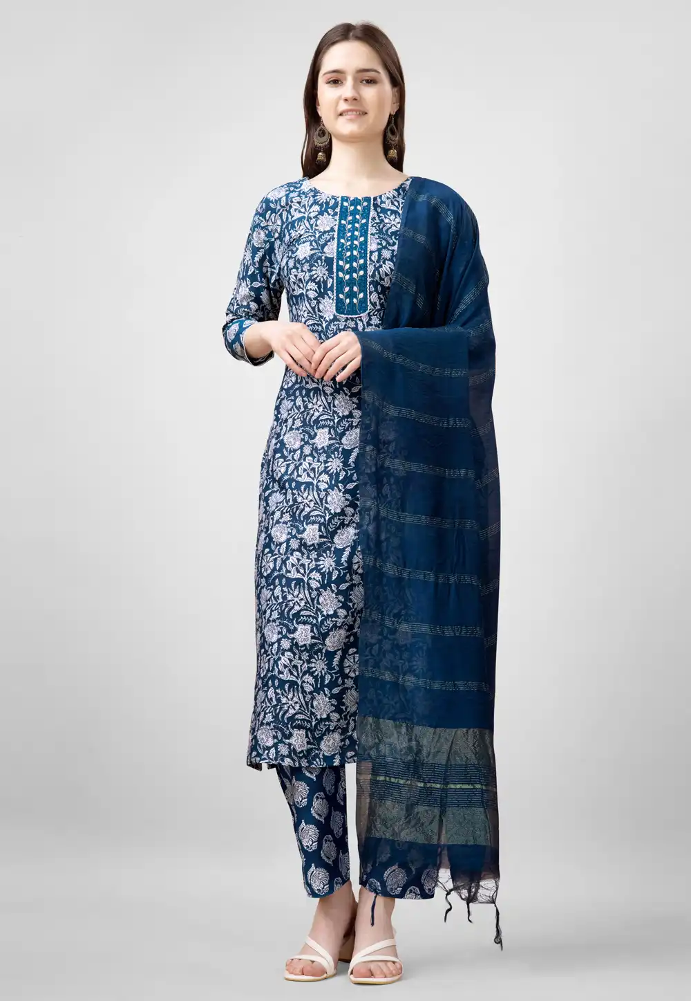 Blue Rayon Readymade Pakistani Suit 288520