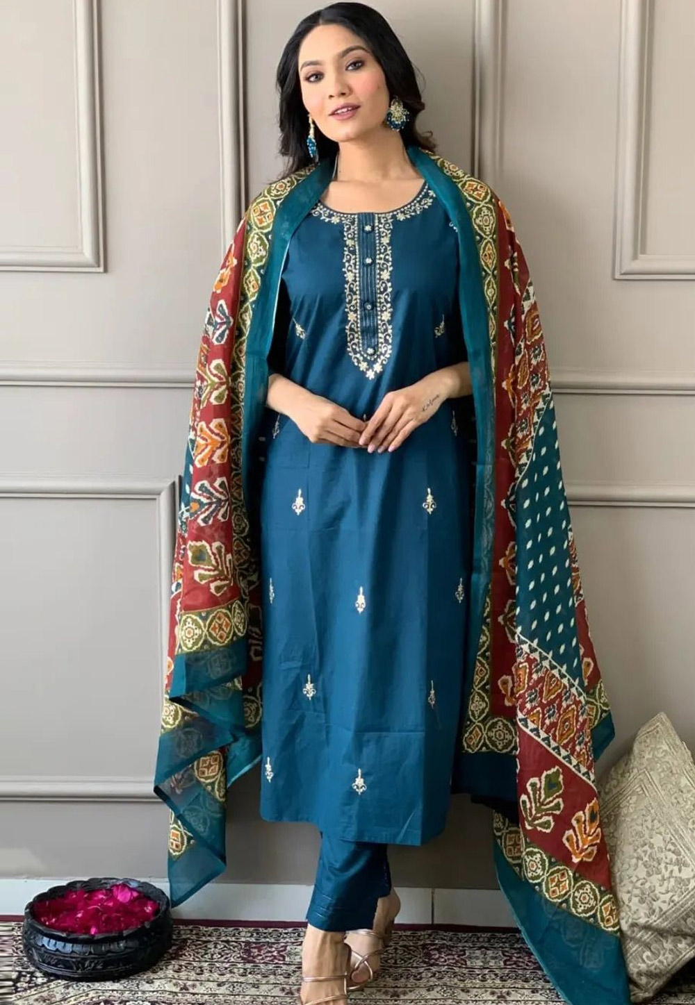 Blue Rayon Readymade Pakistani Suit 283629