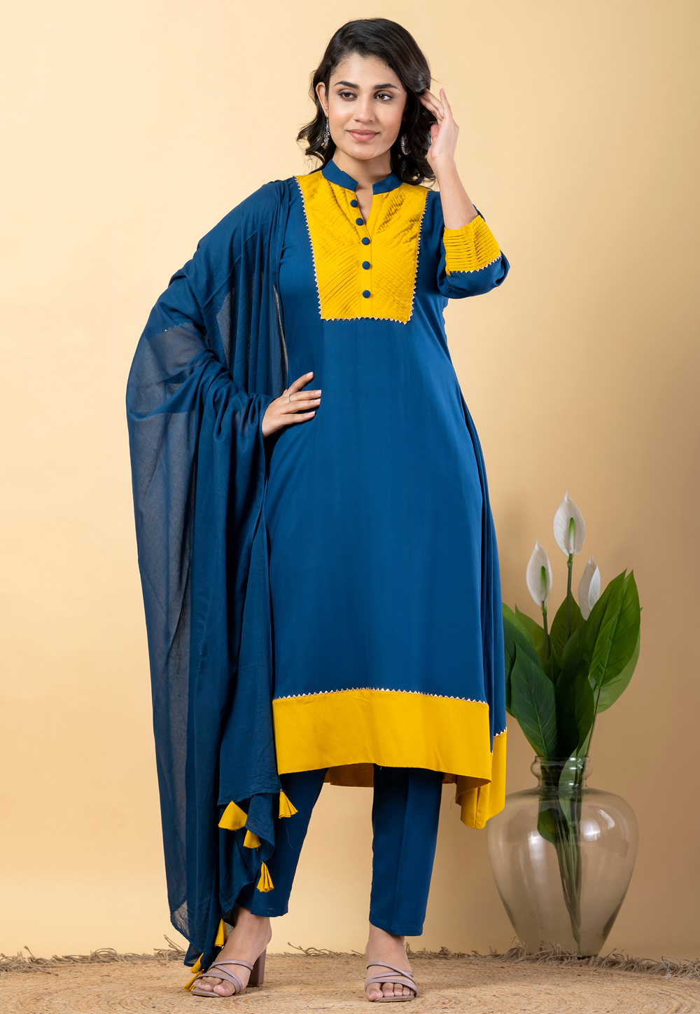 Blue Rayon Readymade Pakistani Suit 306583