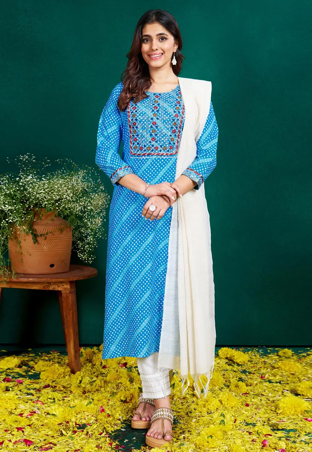 Blue Rayon Readymade Pant Style Suit 299291