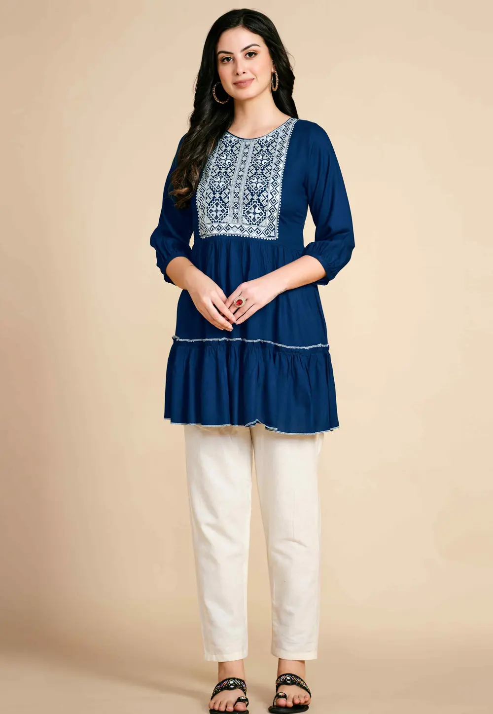 Blue Rayon Short Kurti 297379