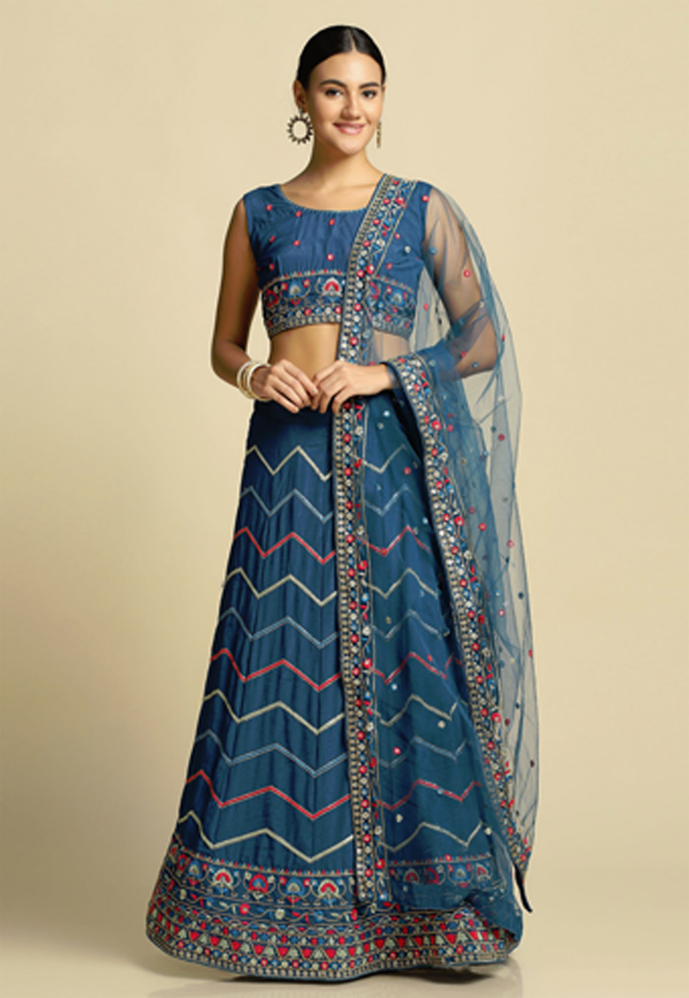 Blue Silk A Line Lehenga Choli 285450