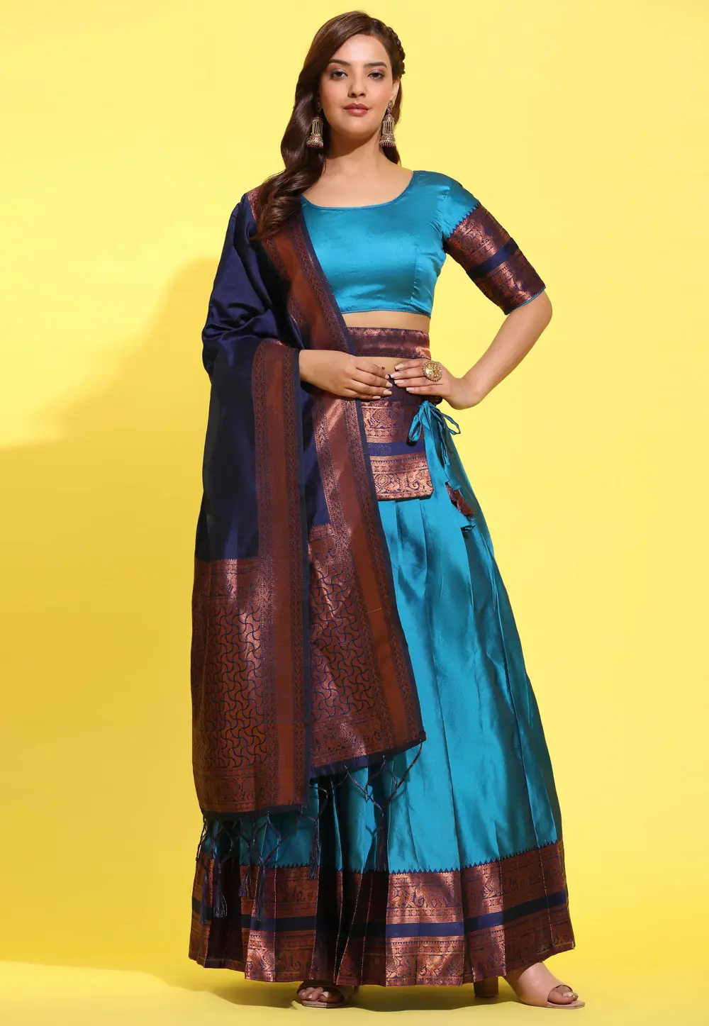 Blue Silk A Line Lehenga Choli 295355