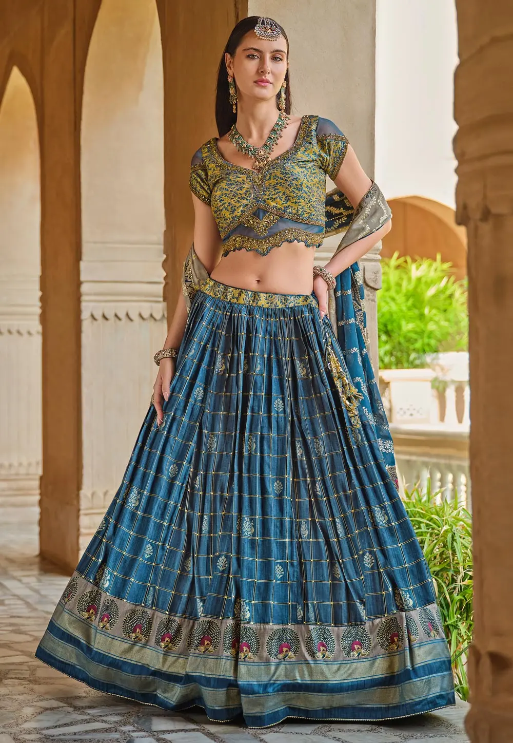 Blue Silk Circular Lehenga Choli 302587