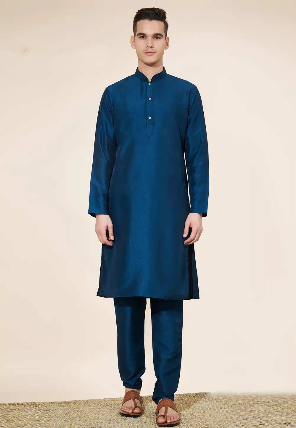 Blue Silk Kurta Pajama 287893