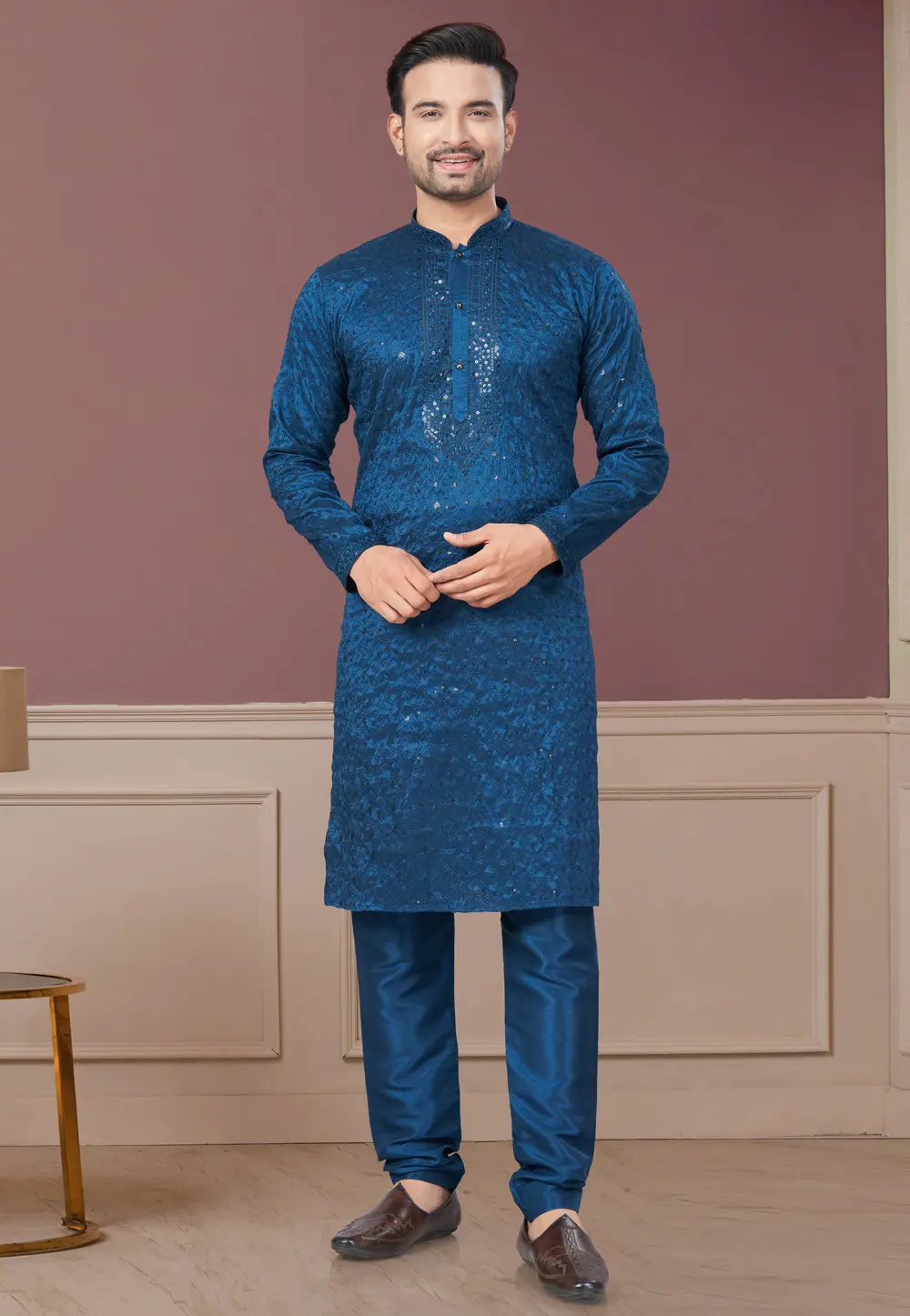 Blue Silk Kurta Pajama 300303