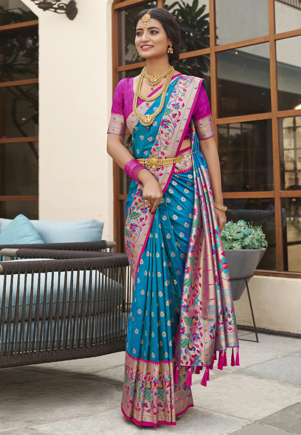 Blue Silk Paithani Saree 286581