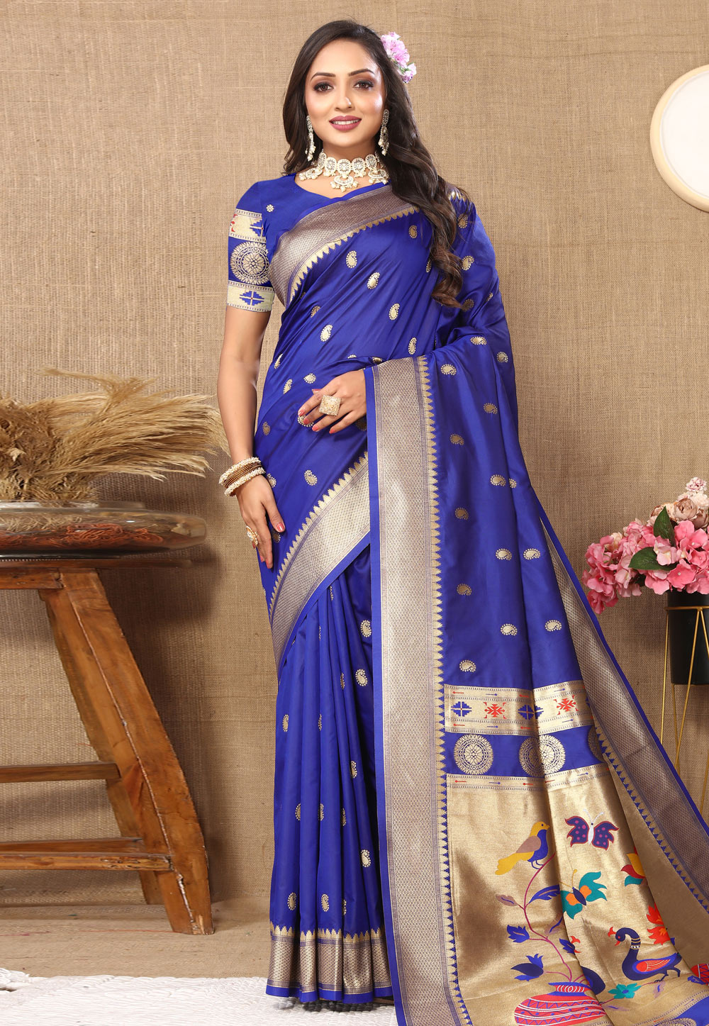 Blue Silk Paithani Saree 286289
