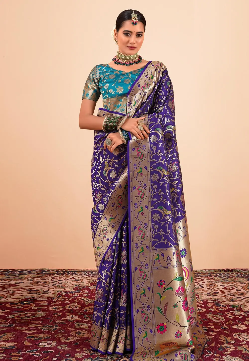 Blue Silk Paithani Saree 304566