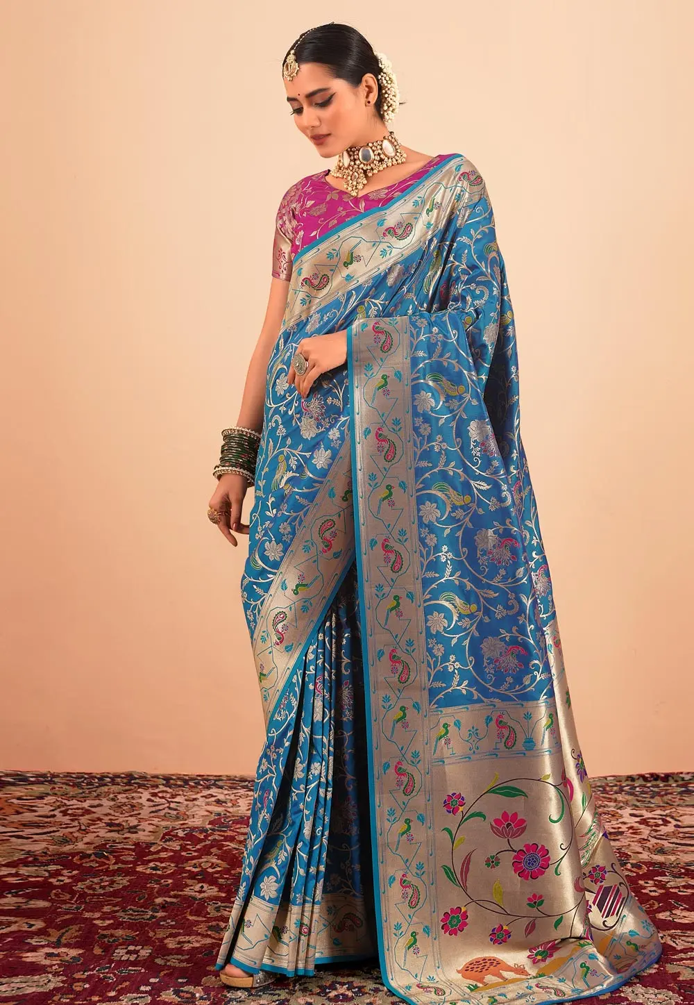 Blue Silk Paithani Saree 304570