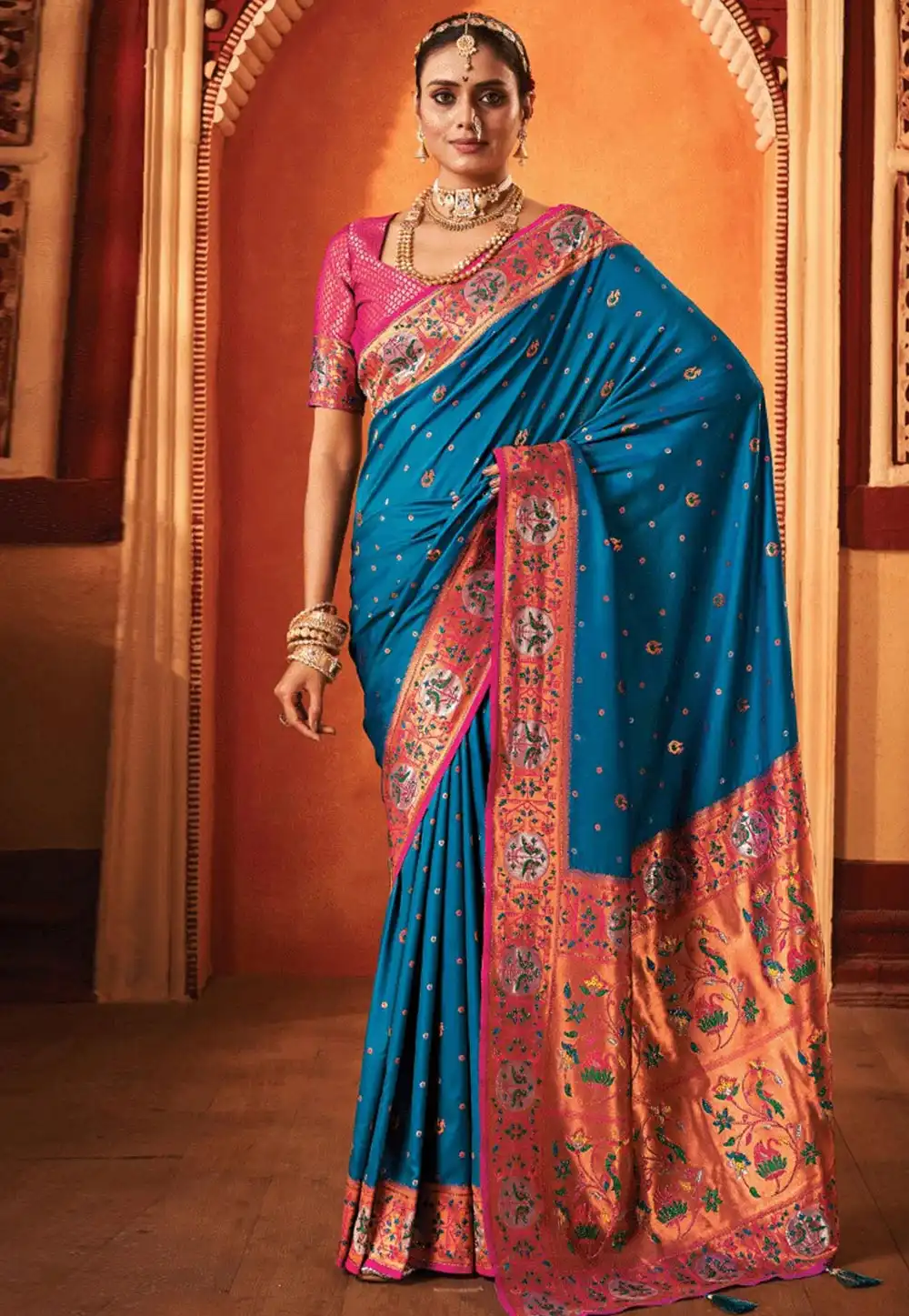 Blue Silk Paithani Saree 288960