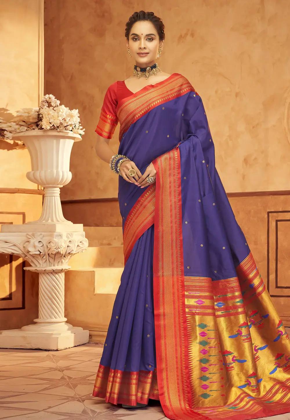 Blue Silk Paithani Saree 296411