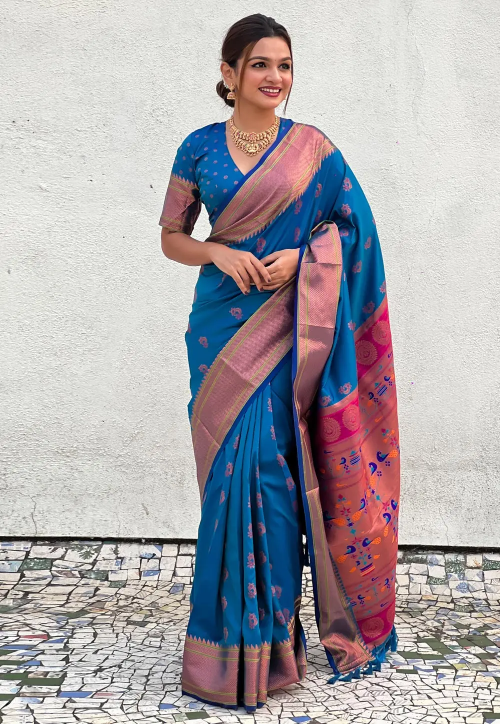 Blue Silk Paithani Saree 298820