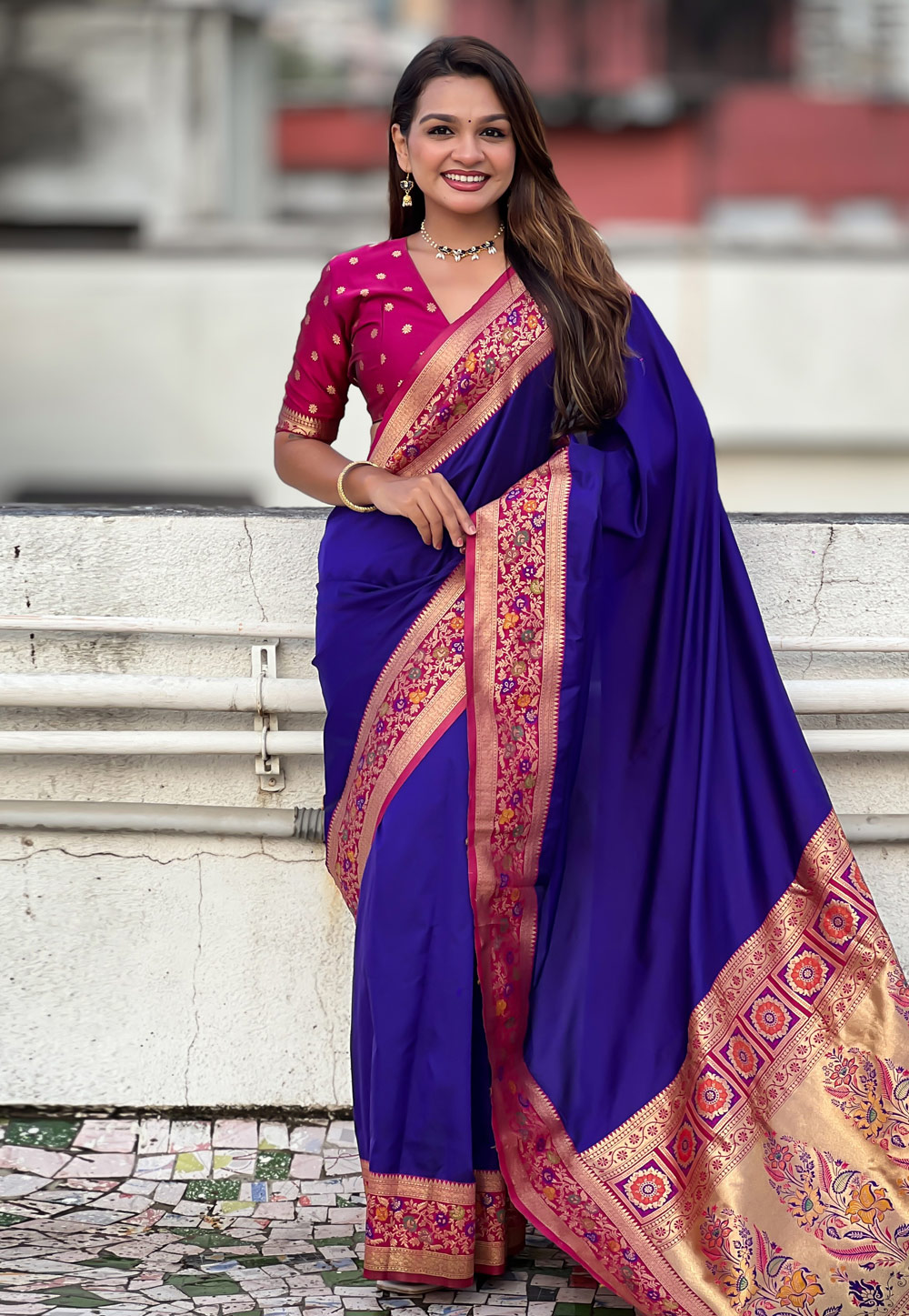 Blue Silk Paithani Saree 310537