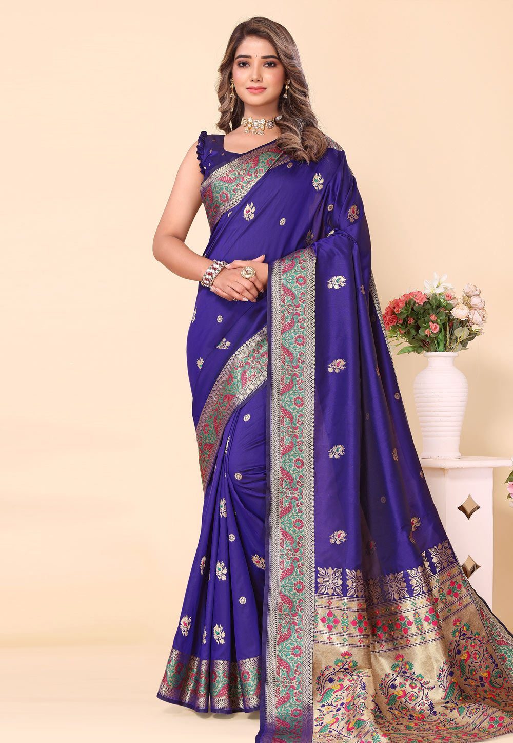 Blue Silk Paithani Saree 283412