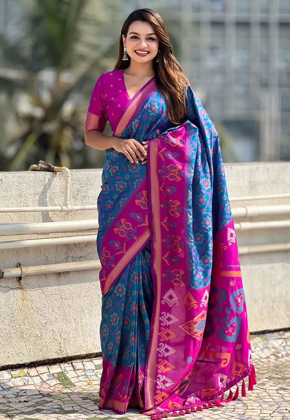 Blue Silk Patola Saree 303924