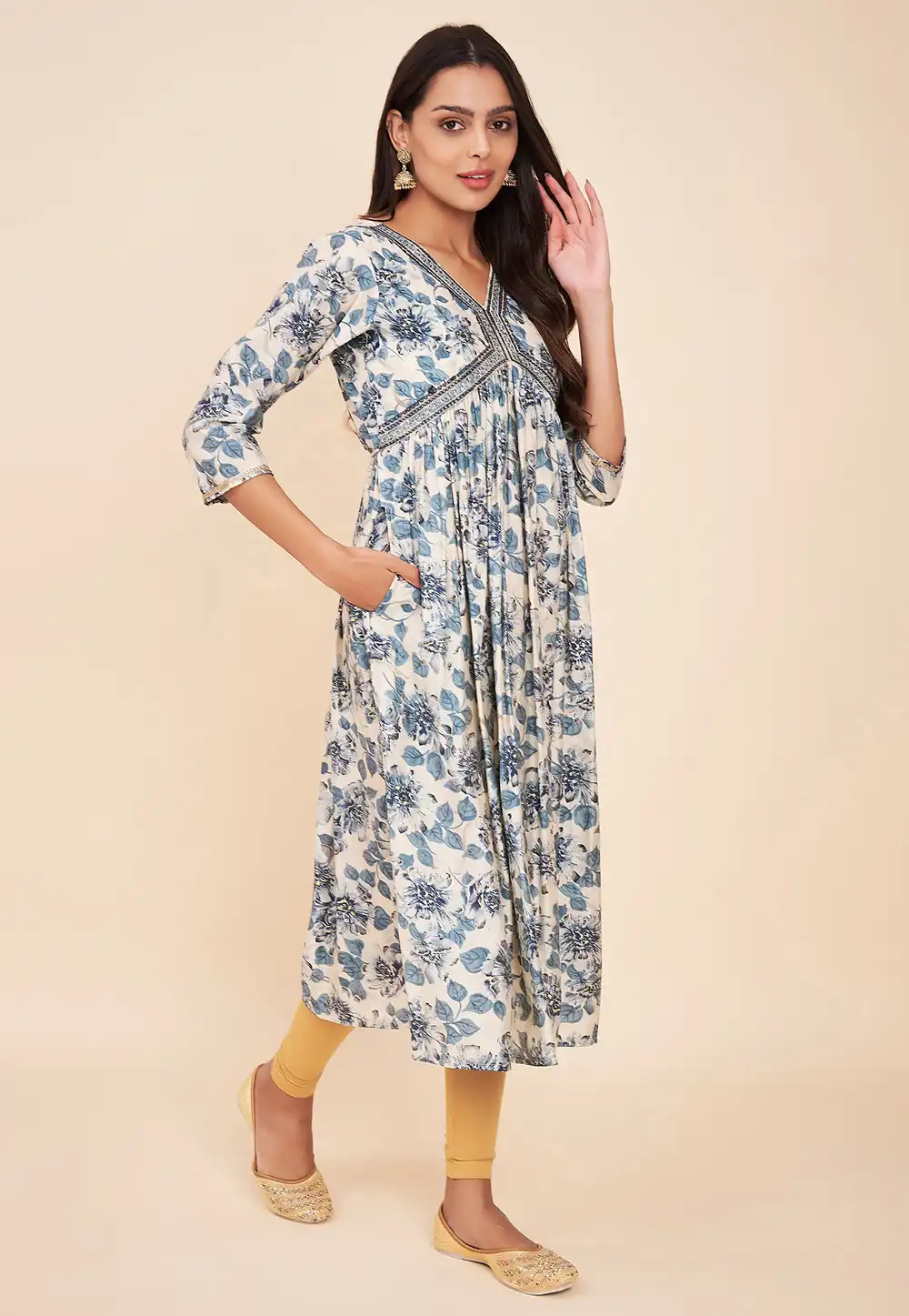 Blue Silk Printed Kurti 290345