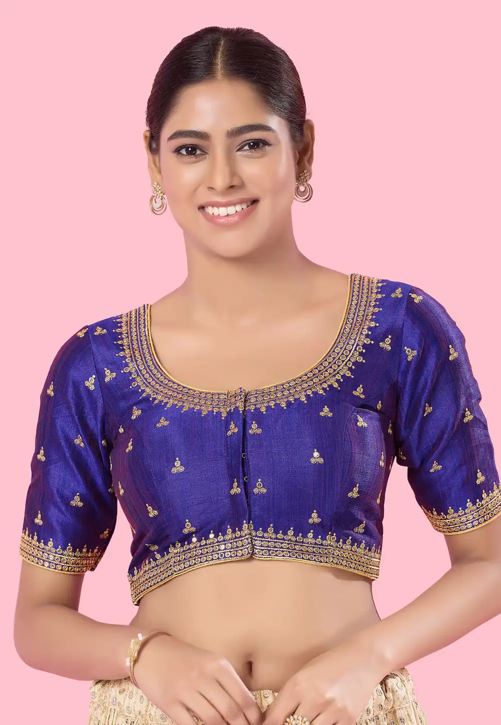 Blue Silk Readymade Blouse 288409