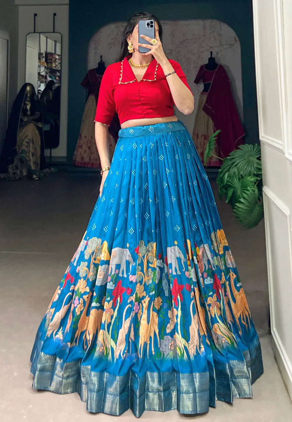 Blue Silk Readymade Circular Lehenga Choli 304408