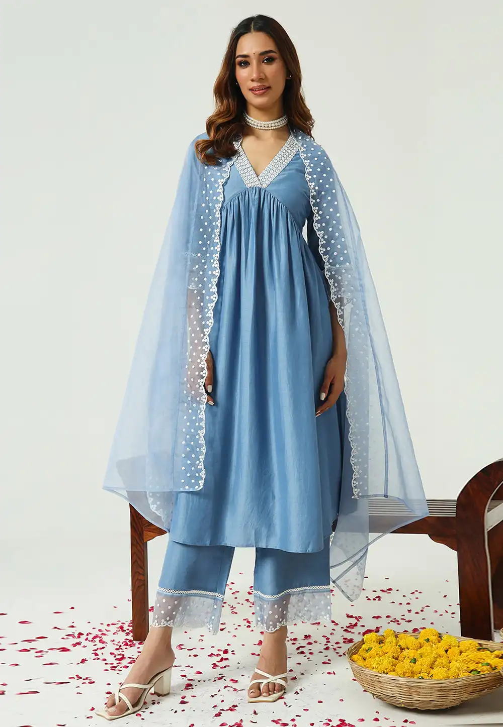 Blue Silk Readymade Pakistani Suit 293092