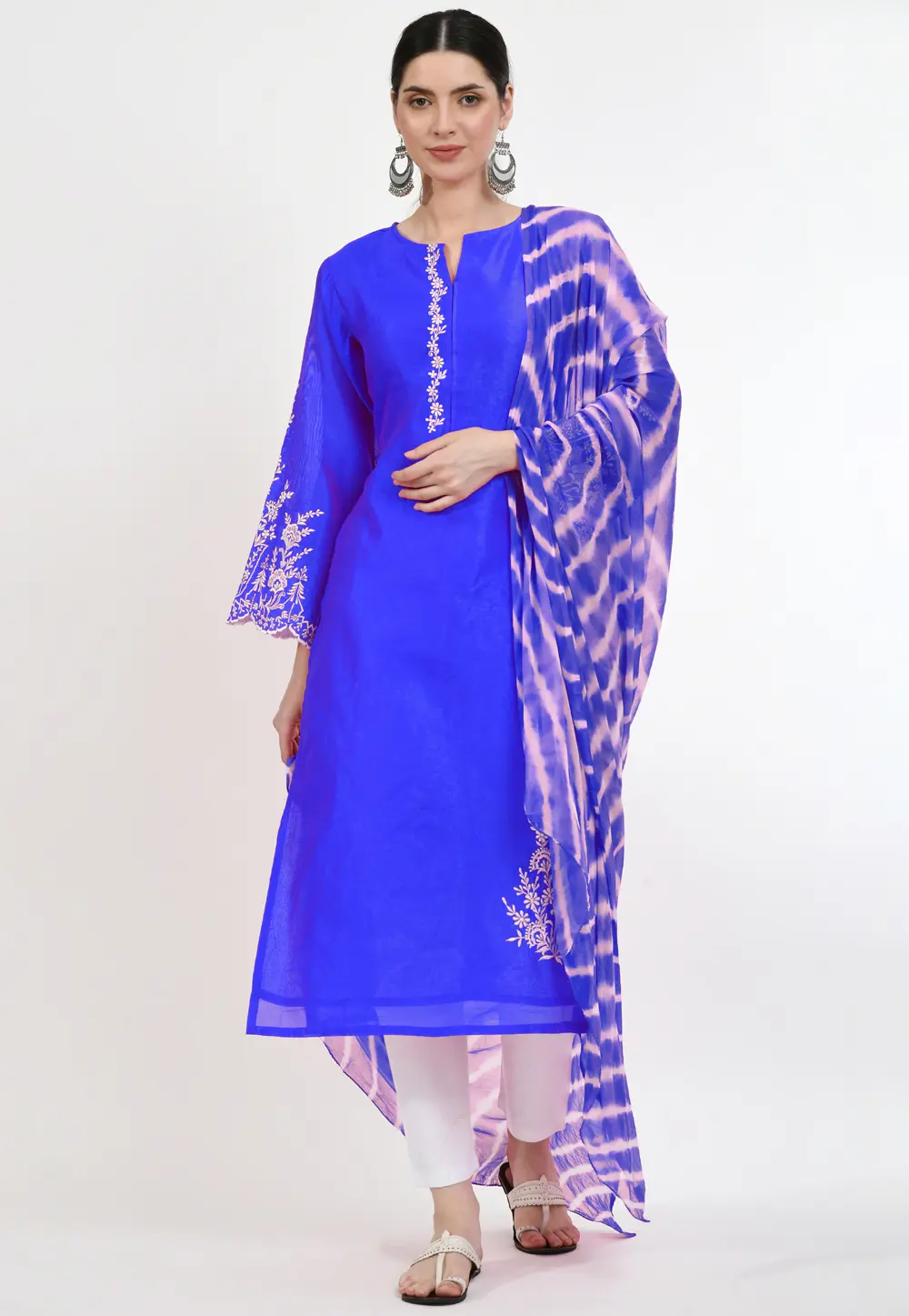 Blue Silk Readymade Pant Style Suit 299407