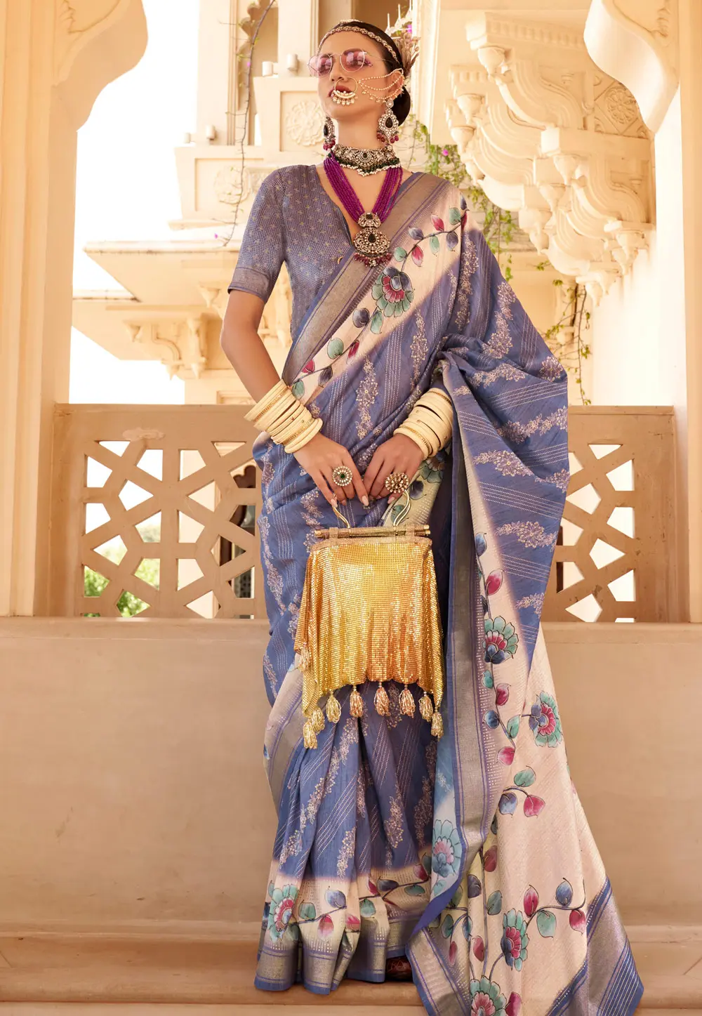 Blue Silk Saree With Blouse 299442