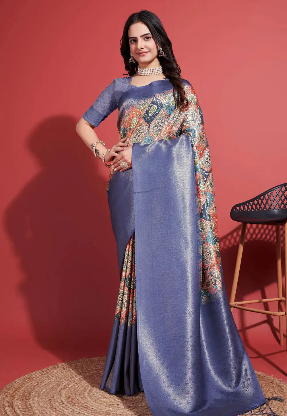 Blue Silk Saree With Blouse 289987